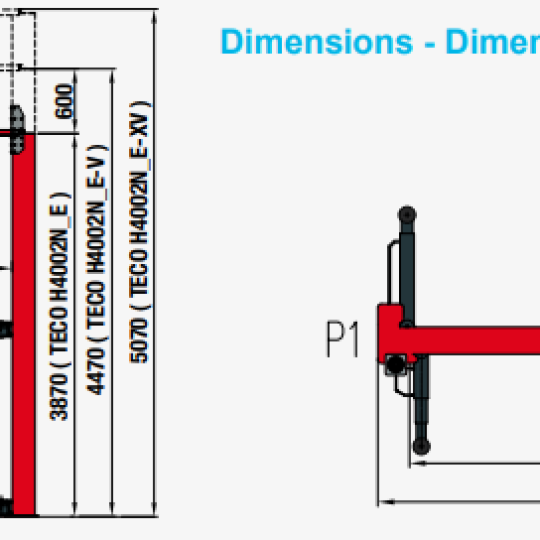 Cầu nâng 2 trụ Teco H4002 Serie